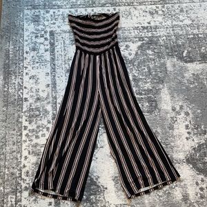 Stretchy Strapless Striped Romper